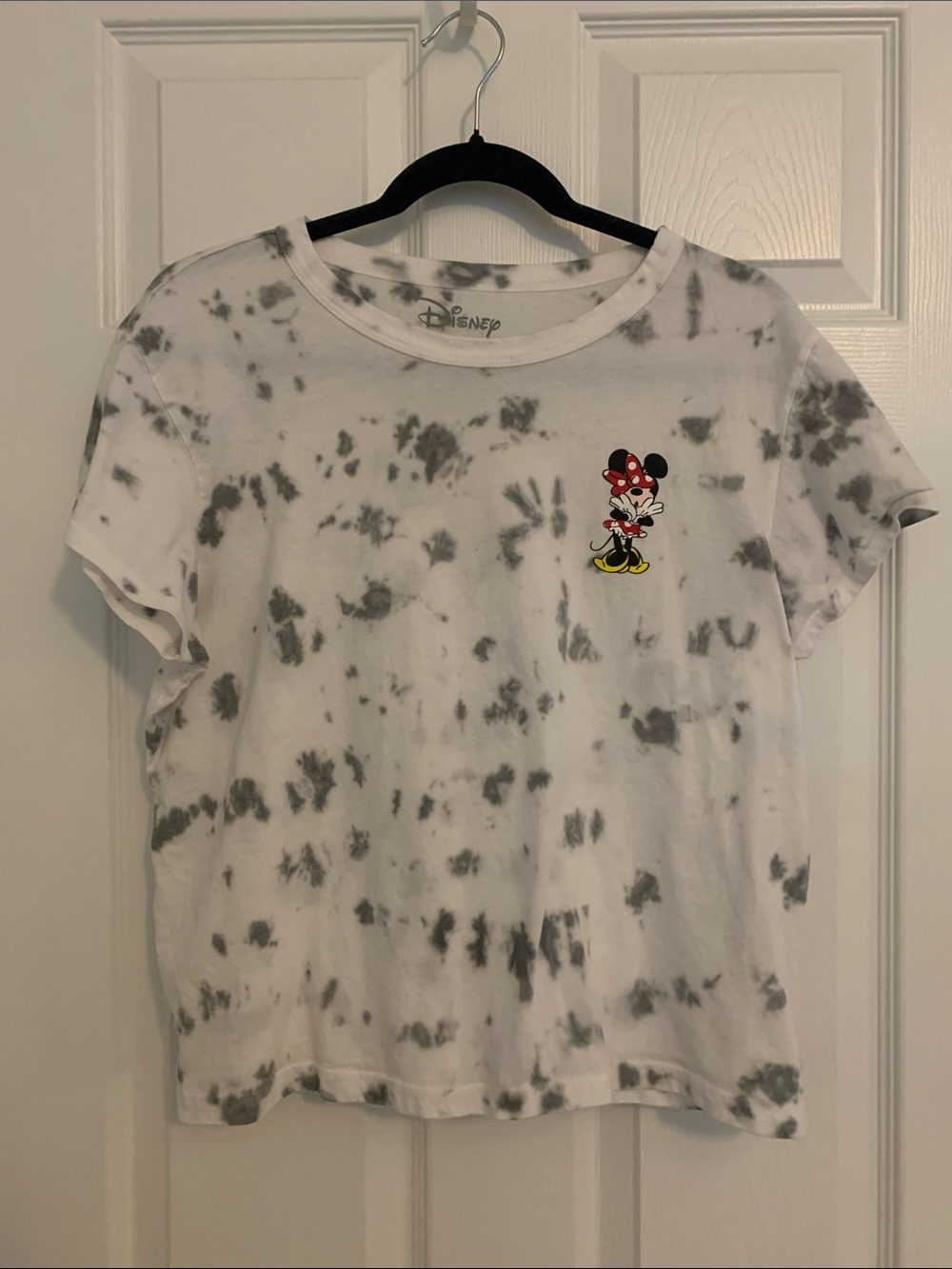 Disney White & Gray Tie-Dye Minnie Mouse Short Sleeve Tee